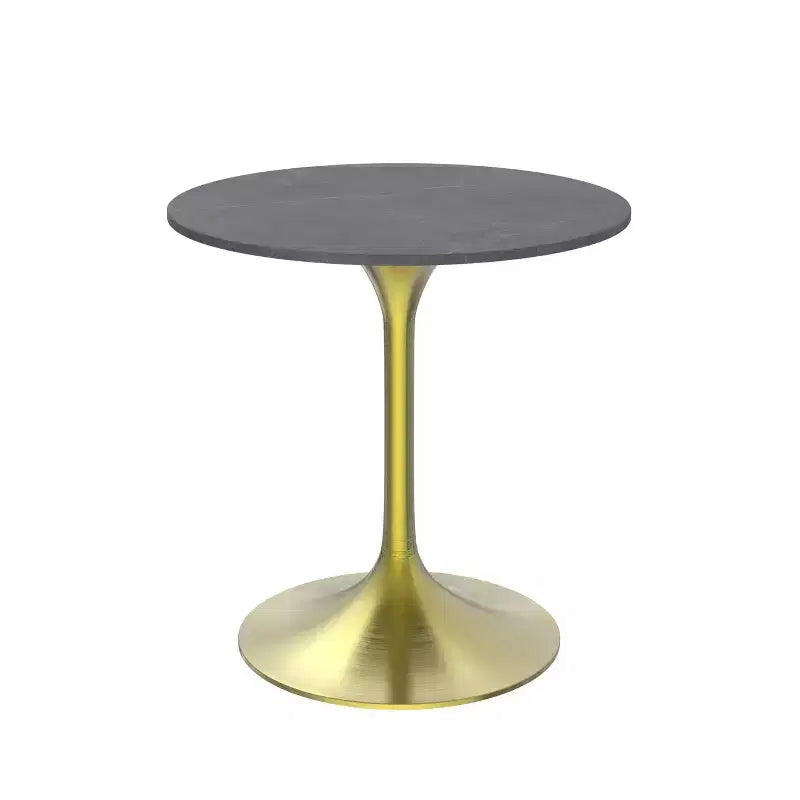 Table à manger ronde noire/grise/blanche, plateau en pierre frittée, 4 places
