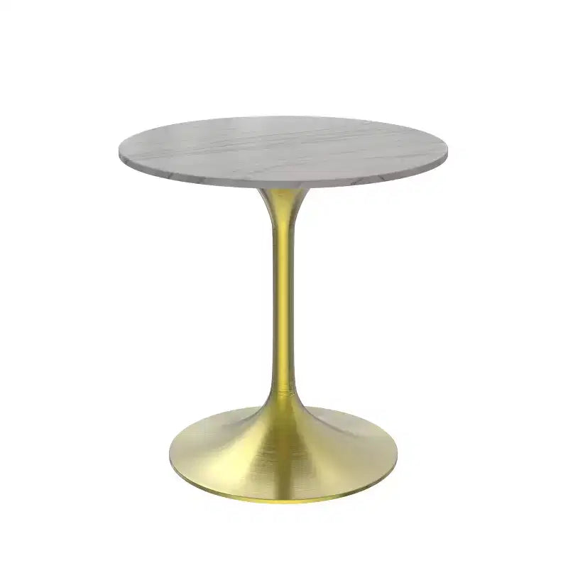 Table à manger ronde noire/grise/blanche, plateau en pierre frittée, 4 places