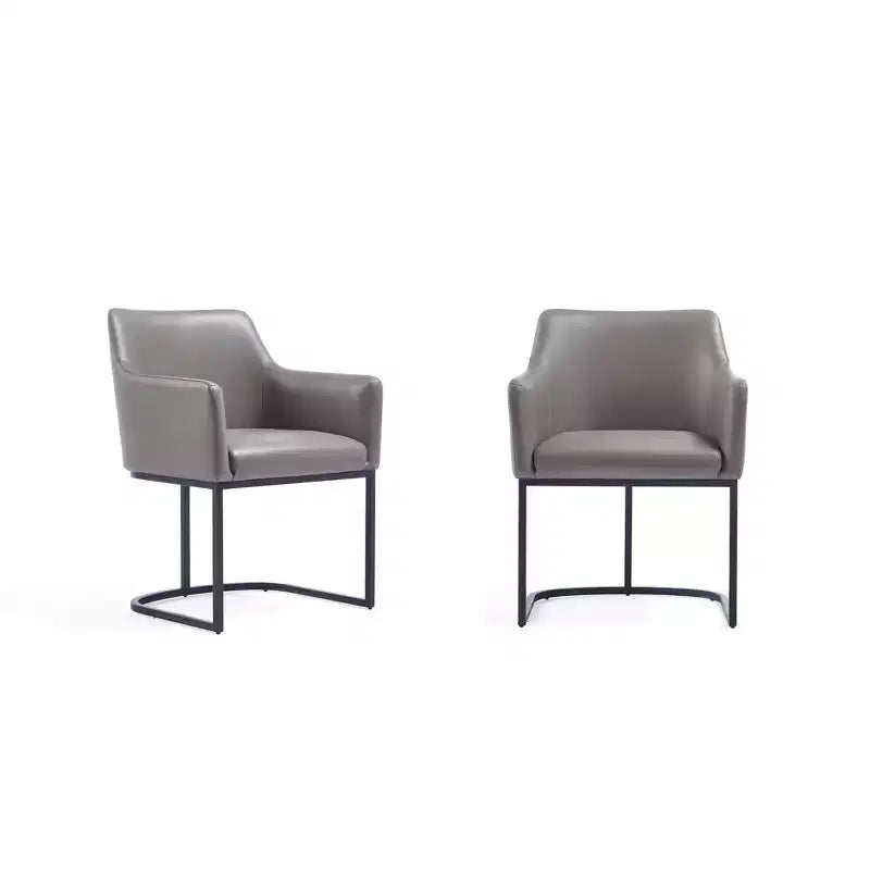 Fauteuil de salle à manger en similicuir crème / gris / gris clair, style moderne, lot de 2
