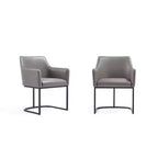 Fauteuil de salle à manger en similicuir crème / gris / gris clair, style moderne, lot de 2