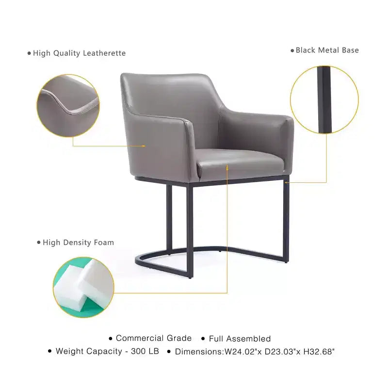 Fauteuil de salle à manger en similicuir crème / gris / gris clair, style moderne, lot de 2