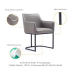 Fauteuil de salle à manger en similicuir crème / gris / gris clair, style moderne, lot de 2