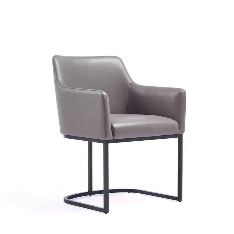 Fauteuil de salle à manger en similicuir crème / gris / gris clair, style moderne, lot de 2