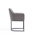 Fauteuil de salle à manger en similicuir crème / gris / gris clair, style moderne, lot de 2