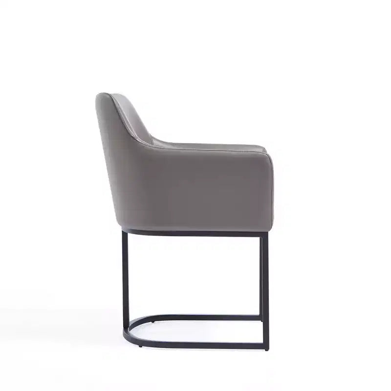 Fauteuil de salle à manger en similicuir crème / gris / gris clair, style moderne, lot de 2