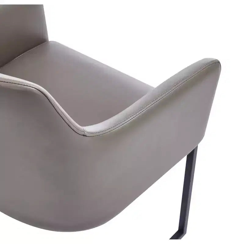 Fauteuil de salle à manger en similicuir crème / gris / gris clair, style moderne, lot de 2