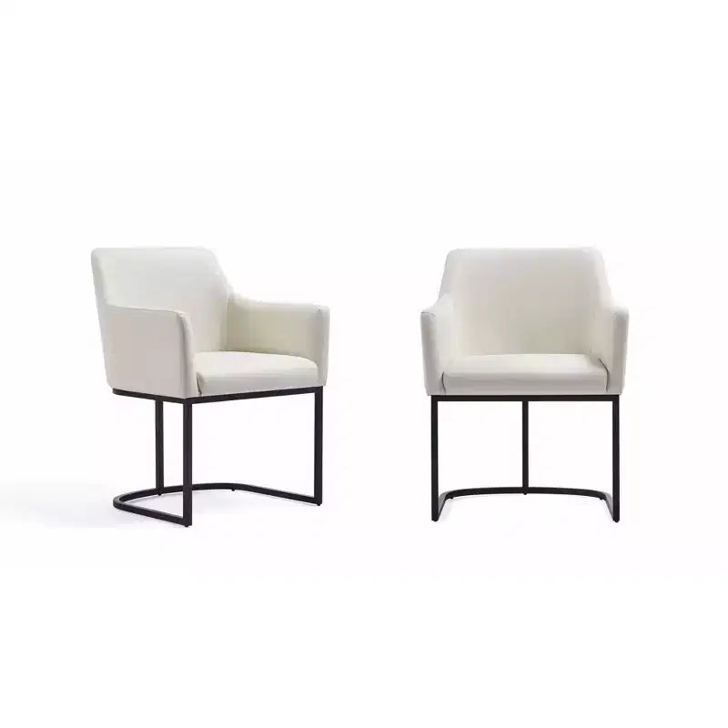 Fauteuil de salle à manger en similicuir crème / gris / gris clair, style moderne, lot de 2