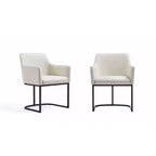 Fauteuil de salle à manger en similicuir crème / gris / gris clair, style moderne, lot de 2