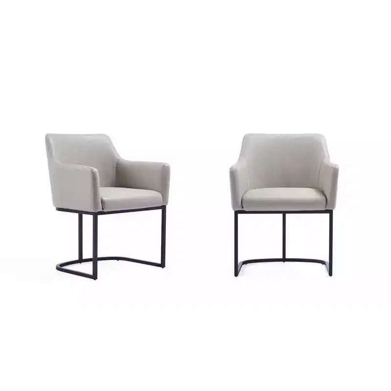 Fauteuil de salle à manger en similicuir crème / gris / gris clair, style moderne, lot de 2