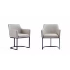 Fauteuil de salle à manger en similicuir crème / gris / gris clair, style moderne, lot de 2