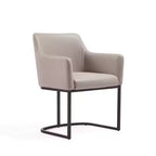 Fauteuil de salle à manger en similicuir crème / gris / gris clair, style moderne, lot de 2