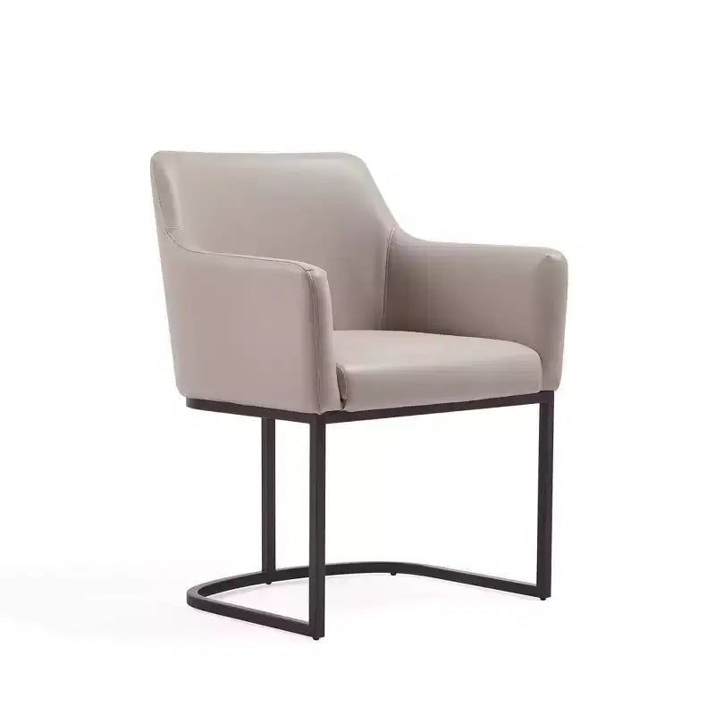 Fauteuil de salle à manger en similicuir crème / gris / gris clair, style moderne, lot de 2