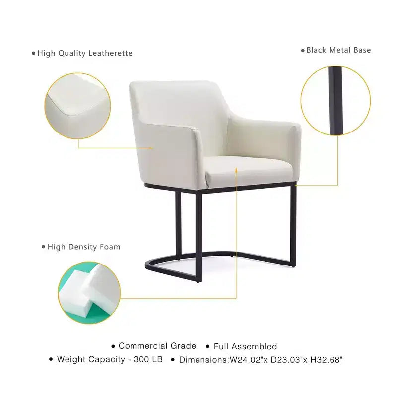 Fauteuil de salle à manger en similicuir crème / gris / gris clair, style moderne, lot de 2