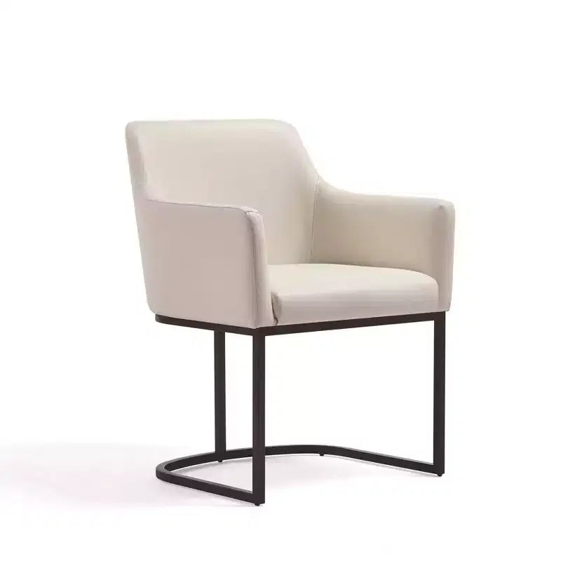 Fauteuil de salle à manger en similicuir crème / gris / gris clair, style moderne, lot de 2