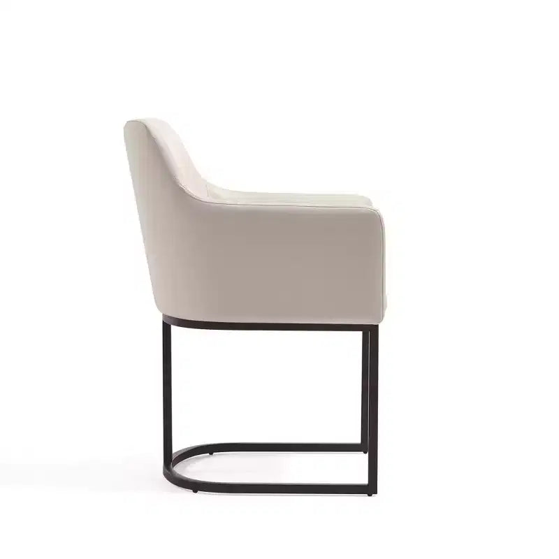 Fauteuil de salle à manger en similicuir crème / gris / gris clair, style moderne, lot de 2