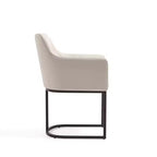 Fauteuil de salle à manger en similicuir crème / gris / gris clair, style moderne, lot de 2