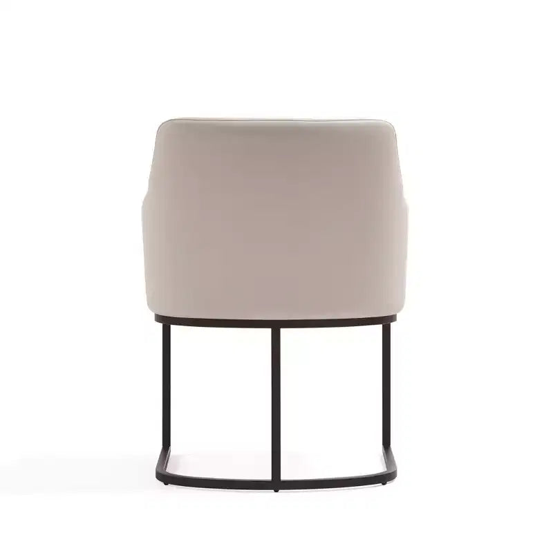 Fauteuil de salle à manger en similicuir crème / gris / gris clair, style moderne, lot de 2