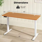 Bureau électrique réglable en hauteur marron / naturel / blanc, monoposte, 140 x 60 cm