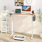Bureau électrique réglable en hauteur marron / naturel / blanc, monoposte, 140 x 60 cm