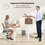 Bureau électrique réglable en hauteur marron / naturel / blanc, monoposte, 140 x 60 cm