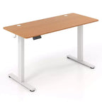 Bureau électrique réglable en hauteur marron / naturel / blanc, monoposte, 140 x 60 cm