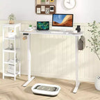 Bureau électrique réglable en hauteur marron / naturel / blanc, monoposte, 140 x 60 cm