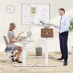 Bureau électrique réglable en hauteur marron / naturel / blanc, monoposte, 140 x 60 cm
