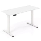 Bureau électrique réglable en hauteur marron / naturel / blanc, monoposte, 140 x 60 cm