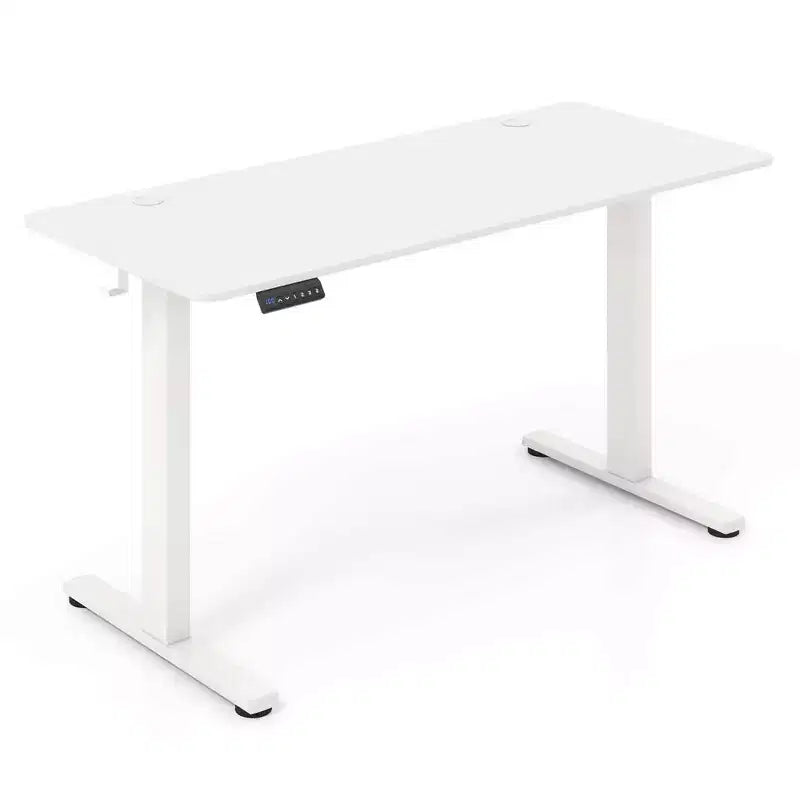 Bureau électrique réglable en hauteur marron / naturel / blanc, monoposte, 140 x 60 cm