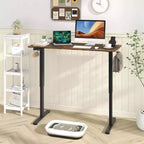 Bureau électrique réglable en hauteur marron / naturel / blanc, monoposte, 140 x 60 cm
