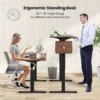 Bureau électrique réglable en hauteur marron / naturel / blanc, monoposte, 140 x 60 cm