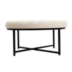Pouf rond touffeté beige/gris, une place