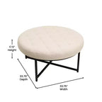 Pouf rond touffeté beige/gris, une place