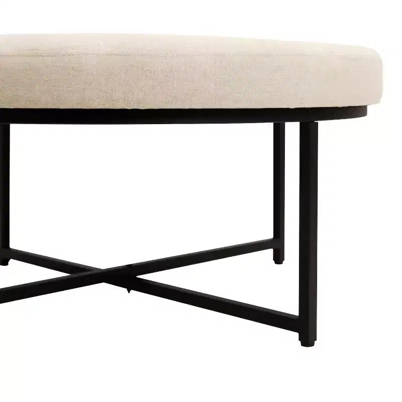Pouf rond touffeté beige/gris, une place