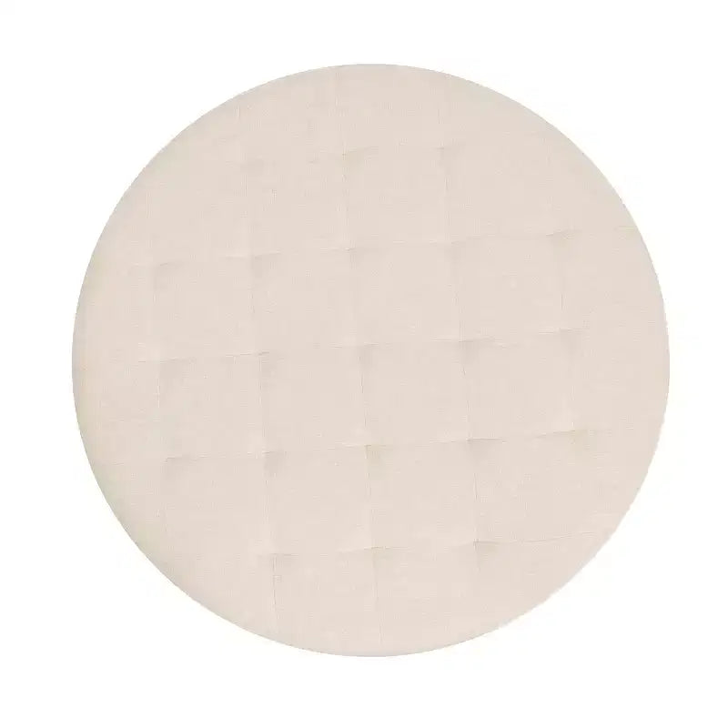 Pouf rond touffeté beige/gris, une place