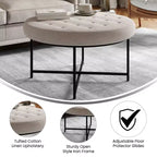 Pouf rond touffeté beige/gris, une place
