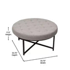 Pouf rond touffeté beige/gris, une place