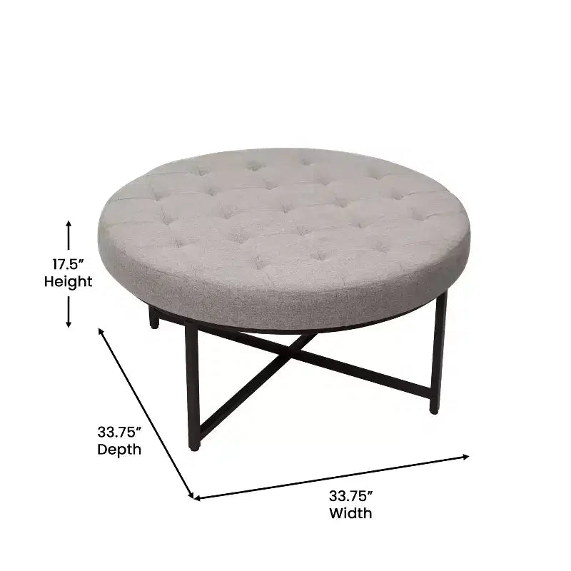 Pouf rond touffeté beige/gris, une place