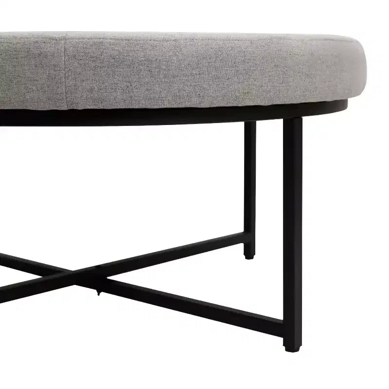 Pouf rond touffeté beige/gris, une place