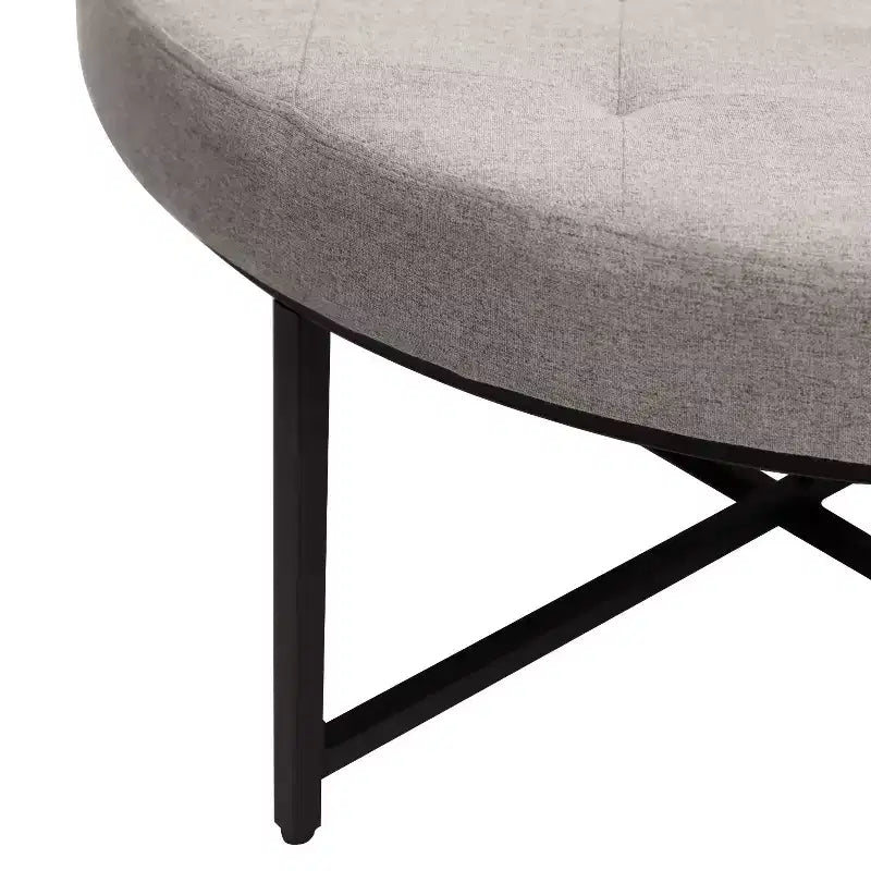 Pouf rond touffeté beige/gris, une place