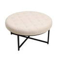 Pouf rond touffeté beige/gris, une place