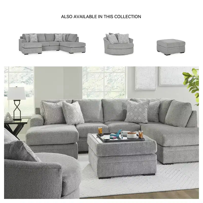 Pouf de rangement capitonné gris clair avec porte-gobelets, 1 place