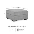 Pouf de rangement capitonné gris clair avec porte-gobelets, 1 place