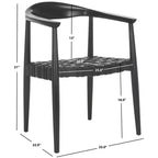 Fauteuil tissé en cuir noir, une place