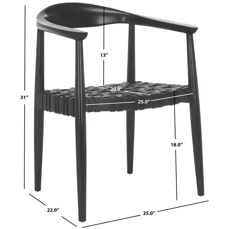 Fauteuil tissé en cuir noir, une place