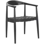 Fauteuil tissé en cuir noir, une place