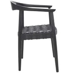 Fauteuil tissé en cuir noir, une place
