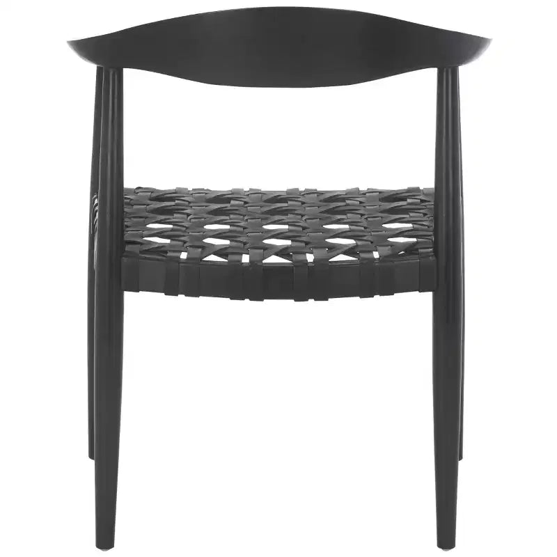 Fauteuil tissé en cuir noir, une place