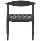 Fauteuil tissé en cuir noir, une place