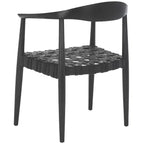 Fauteuil tissé en cuir noir, une place